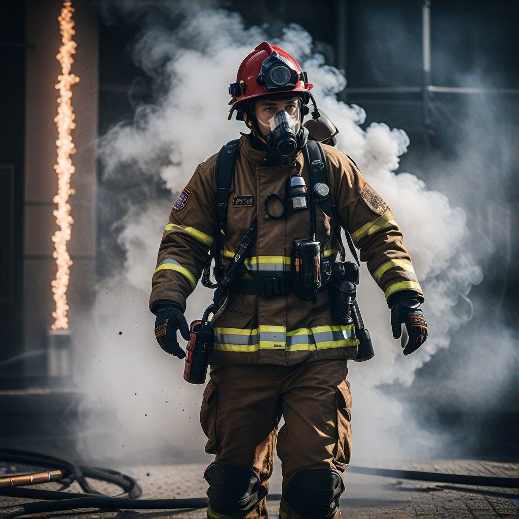 Feuerwehrmann im Einsatz bei Rauchentwicklung